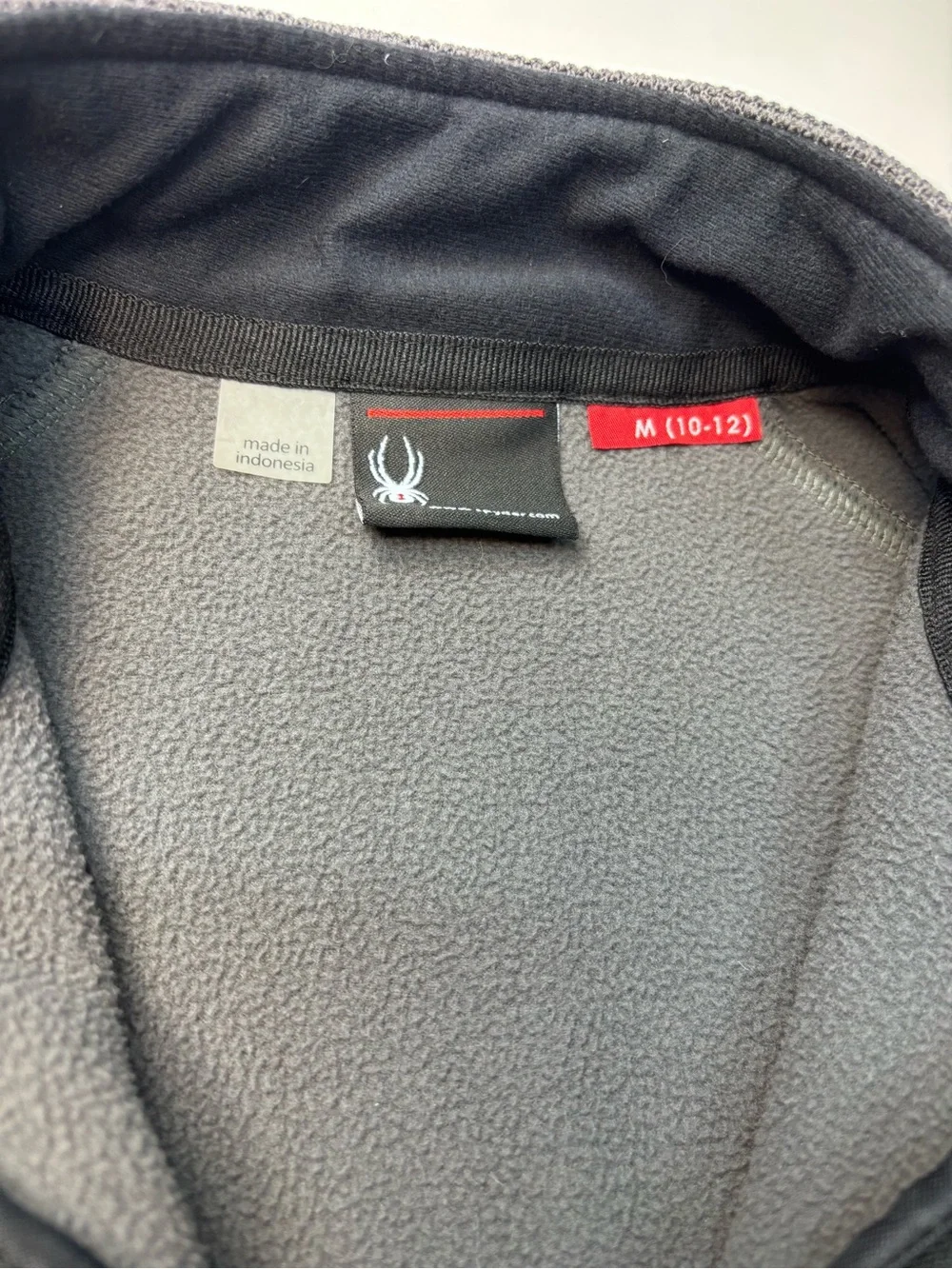 Spyder Gray and Black Full-Zip Knit Jacket Fleece Lined Boys Size M EUC
